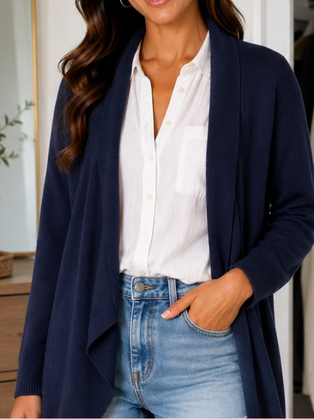 The Limited Navy Open-Front Women's Cardigan